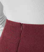 High-Waisted 2-in-1 A-Line Mini Corduroy Skirt with Shorts