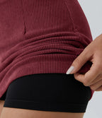 High-Waisted 2-in-1 A-Line Mini Corduroy Skirt with Shorts